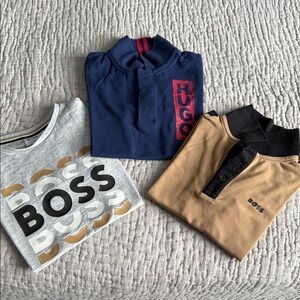 Boss Kids' Polo and T-Shirt Trio - Gray, Blue, Tan